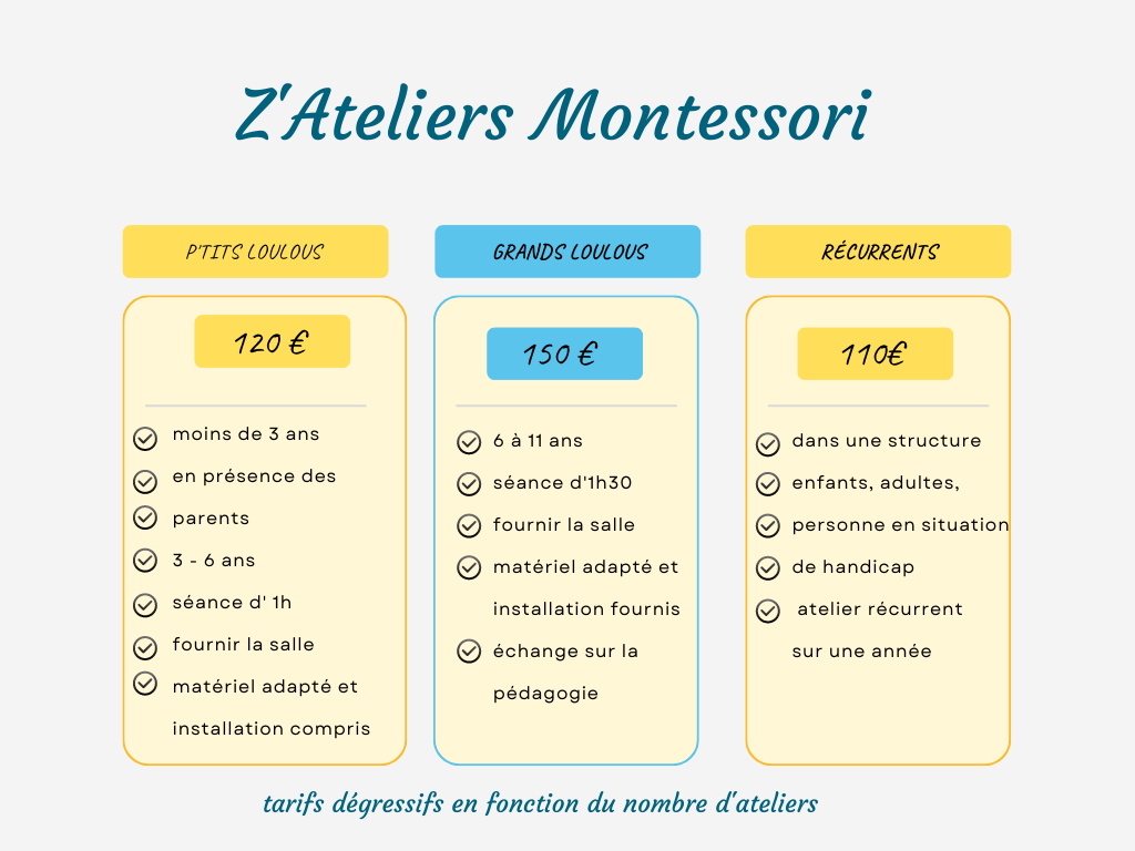 tarifs z ateliers montessori